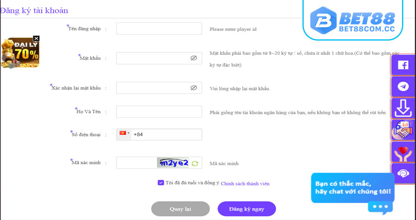 Hướng Dẫn Cách Đăng Ký Bet88 Chi Tiết